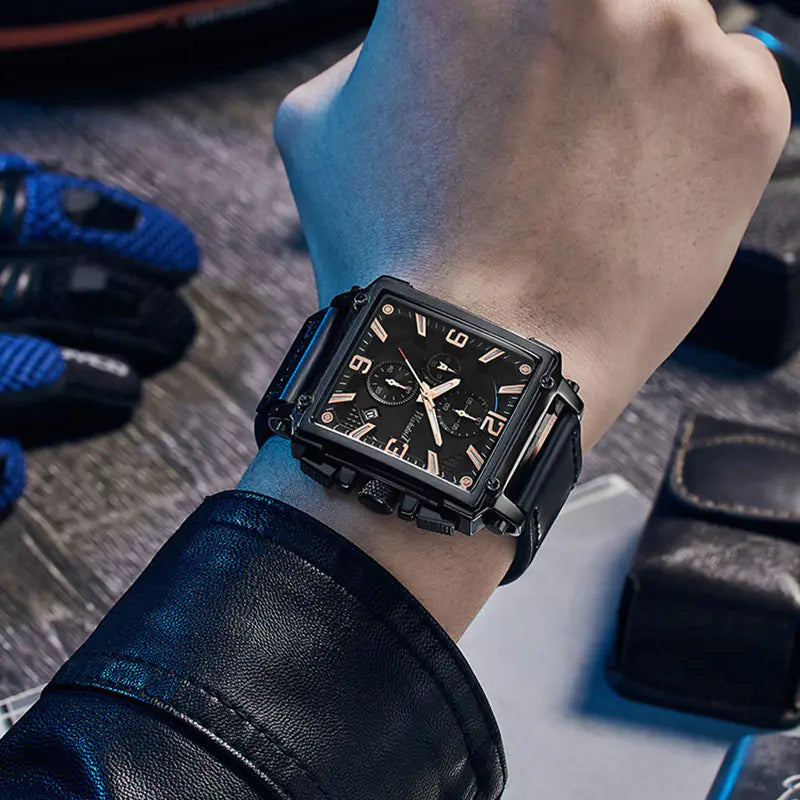 Automatic Square Waterproof Quartz Watch for Men