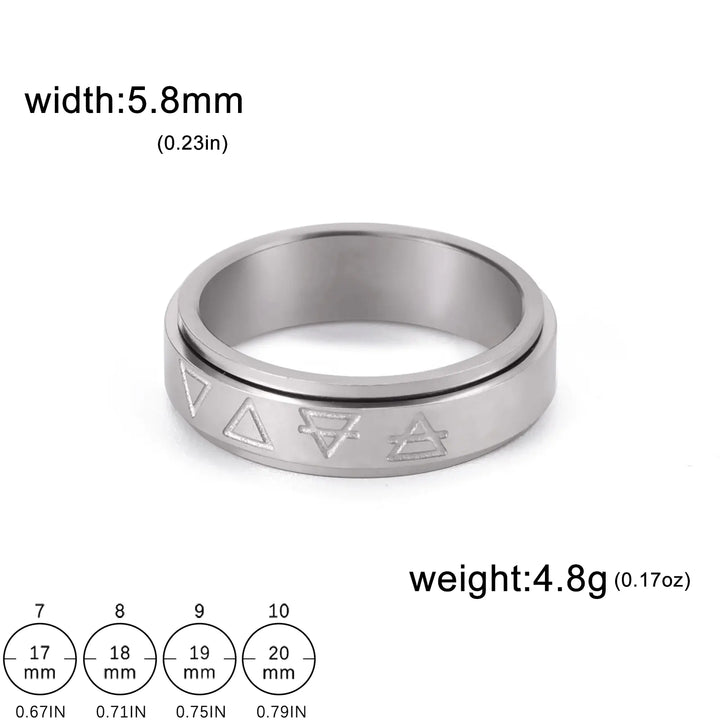 Rotatable Triangle Pattern Stainless Steel Ring