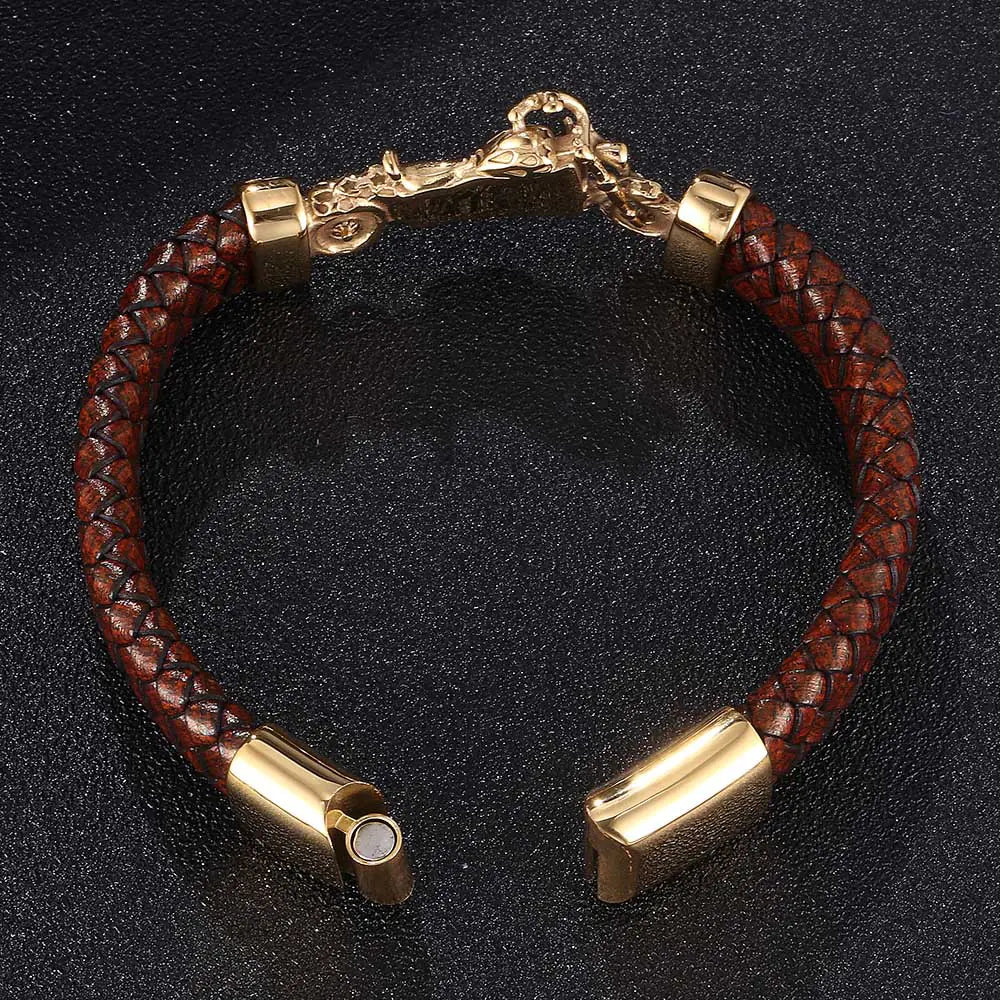 Woven Leather Motorcycle Bracelet