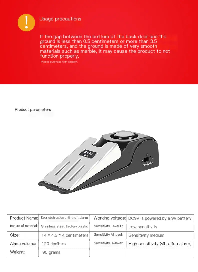 Portable Door Stop Alarm