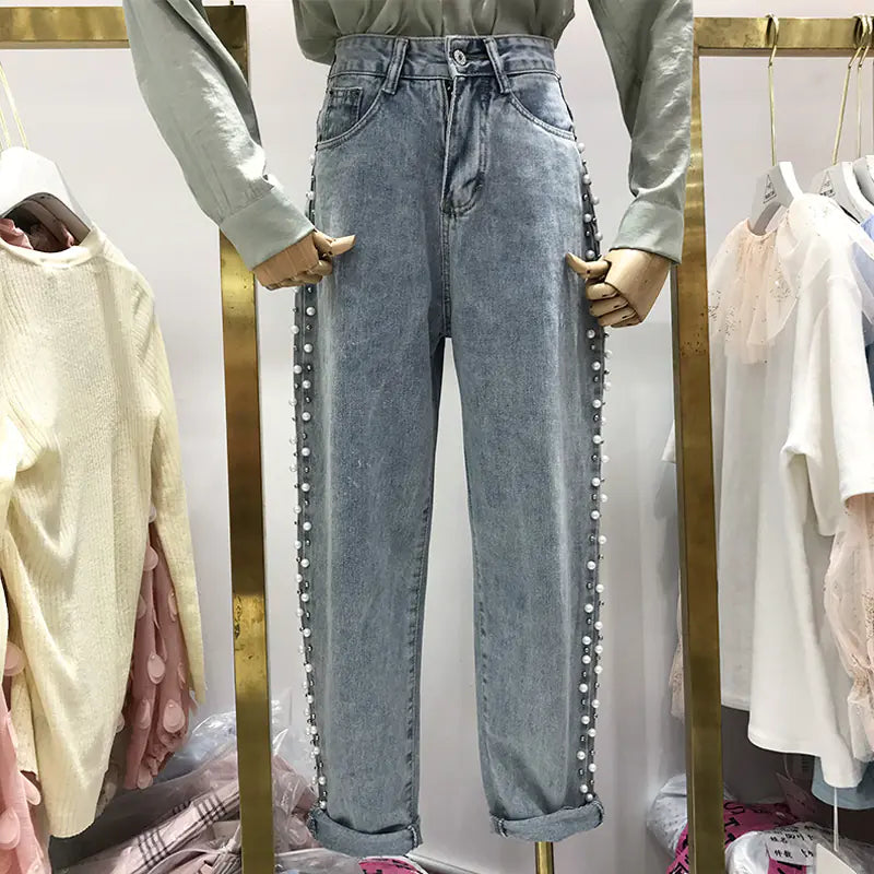 High-Waist Wide-Leg Slim Versatile Women's Jeans