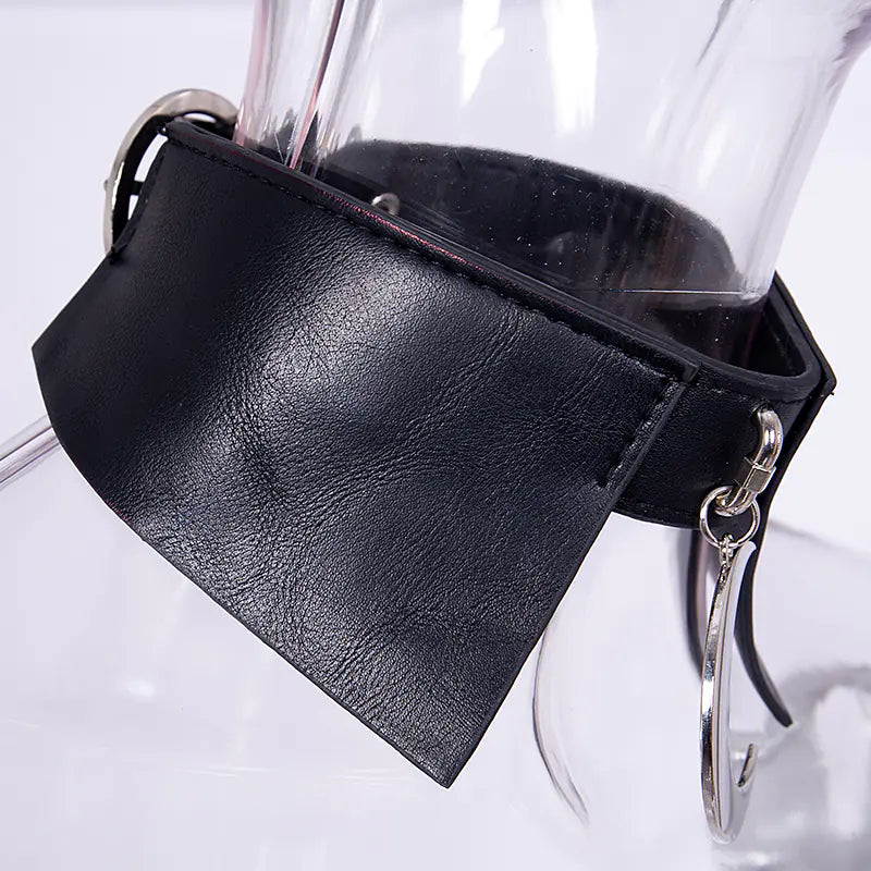 Gothic Style PU Leather Choker with Moon Pendant