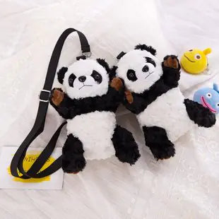 Cute Plush Panda Mini Shoulder Bag, Cartoon Crossbody